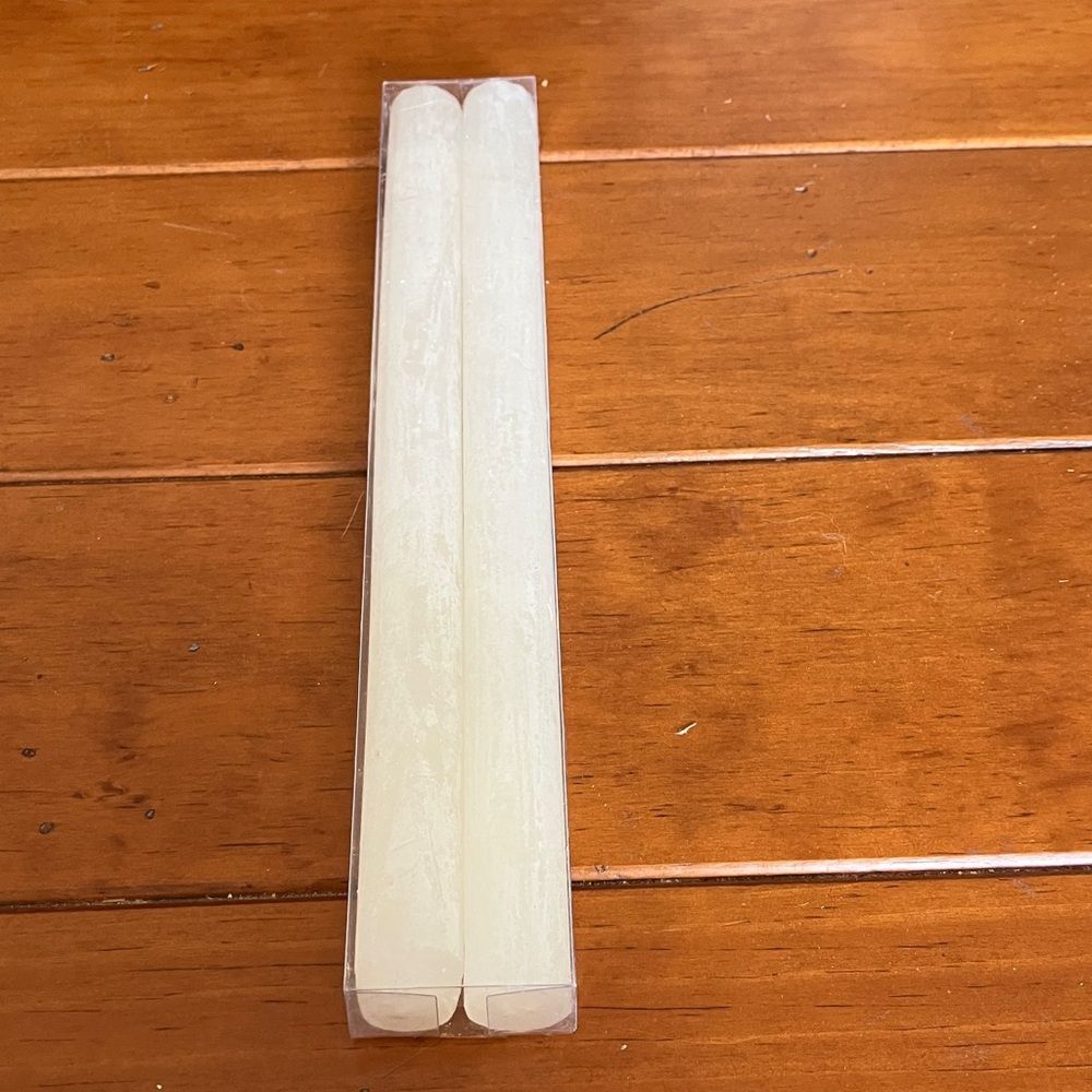 Two New White Illuminations Rustic Taper Candles